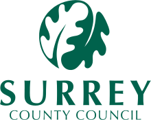 Surrey County Council logo linking to the Surrey County Council website in a new window.