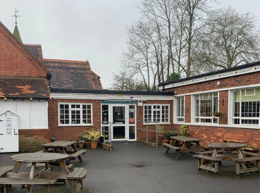 Leatherhead Community Hub outside. Image links to Google Maps location.