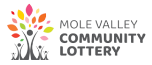 Mole Valley Community Lottery logo linking to our Mole Valley Community Lottery website page in a new window.