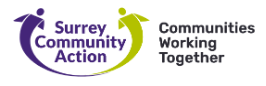 Surrey Community Action logo linking to the Surrey Community Action website in a new window.